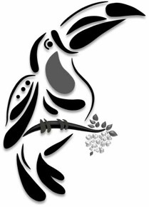 A black and white bird with a flowerAI-generated content may be incorrect.